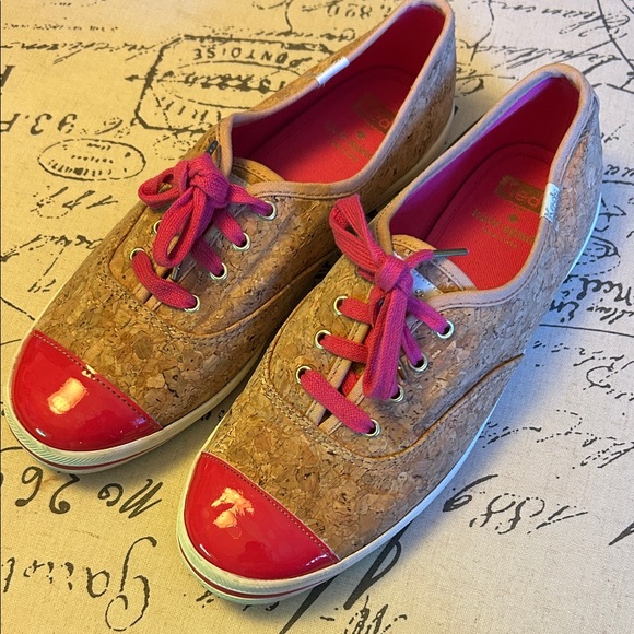 Keds X Kate Spade Shoes - Keds x Kate Spade ♠️ New York Corkie Sneakers Pink Laces Patent Leather Toe Caps